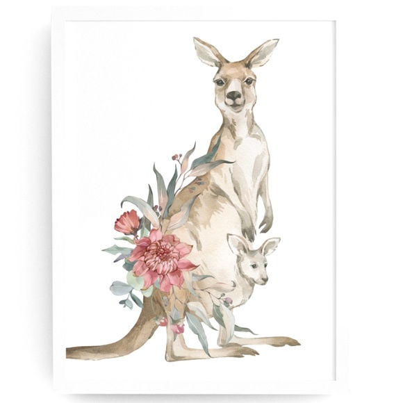 Watercolor Floral Kangaroo Illustration Wall Art Print Poster Unframed - Picture 9 of 9